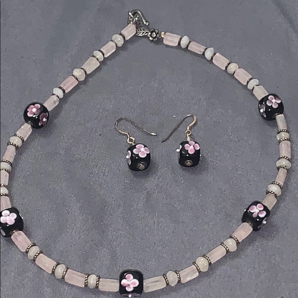Beautiful quartz necklace and earrings set